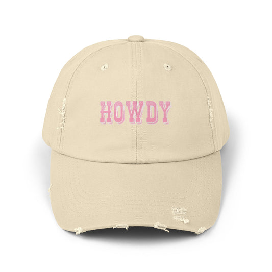 Howdy Unisex Distressed Cap, Casual Hat, Vintage Style Cap, Summer Accessory, Great for Outdoor Adventures, Gift for Friends