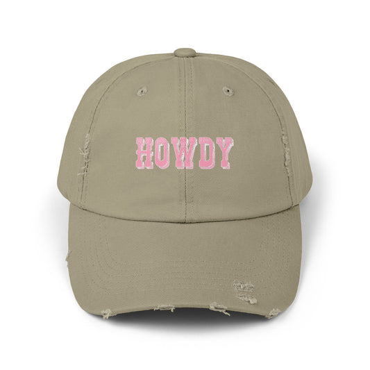 Howdy Unisex Distressed Cap, Casual Hat, Vintage Style Cap, Summer Accessory, Great for Outdoor Adventures, Gift for Friends